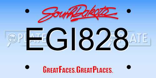 EGI828 South Dakota License Plate