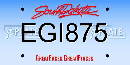 EGI875 South Dakota License Plate