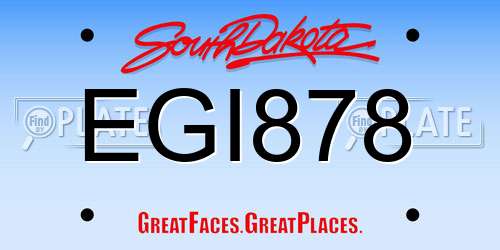 EGI878 South Dakota License Plate