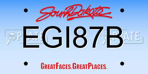 EGI87B South Dakota License Plate