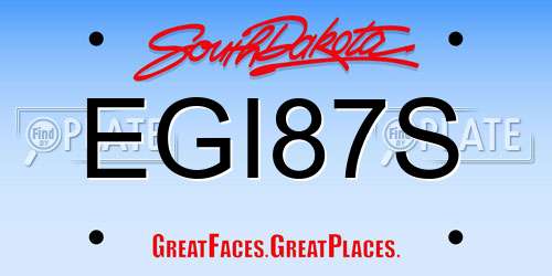 EGI87S South Dakota License Plate