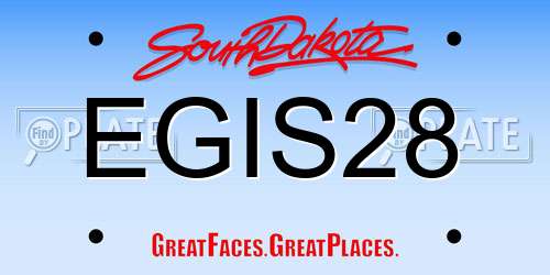 EGIS28 South Dakota License Plate
