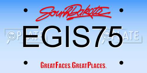 EGIS75 South Dakota License Plate