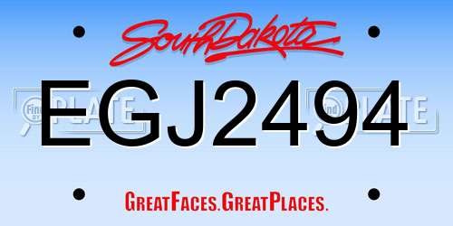 EGJ2494 South Dakota License Plate
