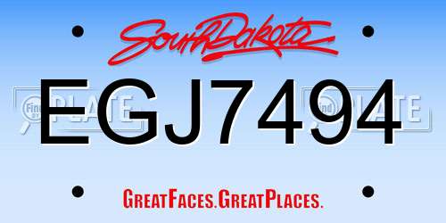 EGJ7494 South Dakota License Plate