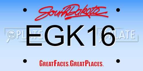 EGK16 South Dakota License Plate