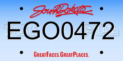 EGO0472 South Dakota License Plate