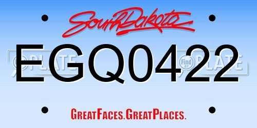 EGQ0422 South Dakota License Plate