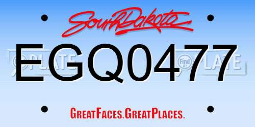 EGQ0477 South Dakota License Plate