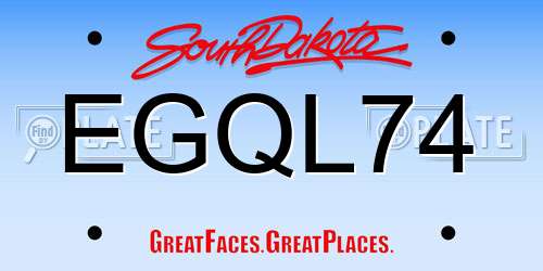 EGQL74 South Dakota License Plate