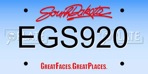 EGS920 South Dakota License Plate