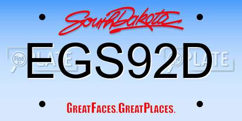 EGS92D South Dakota License Plate