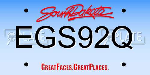 EGS92Q South Dakota License Plate