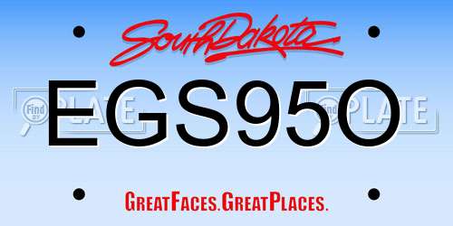 EGS95O South Dakota License Plate