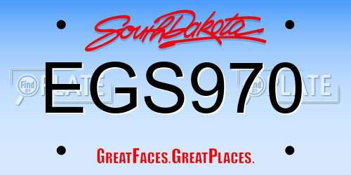 EGS970 South Dakota License Plate