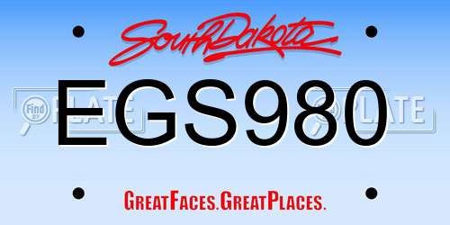 EGS980 South Dakota License Plate