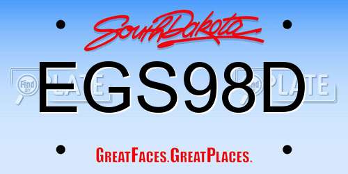 EGS98D South Dakota License Plate