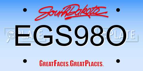 EGS98O South Dakota License Plate