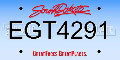 EGT4291 South Dakota License Plate