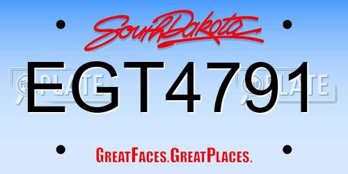 EGT4791 South Dakota License Plate