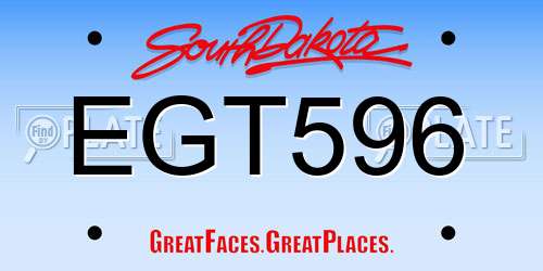 EGT596 South Dakota License Plate