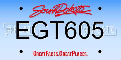 EGT605 South Dakota License Plate