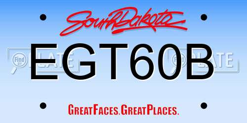 EGT60B South Dakota License Plate