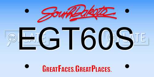 EGT60S South Dakota License Plate
