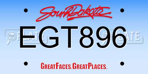 EGT896 South Dakota License Plate