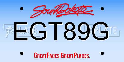 EGT89G South Dakota License Plate