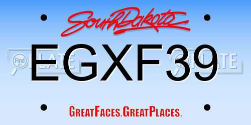 EGXF39 South Dakota License Plate