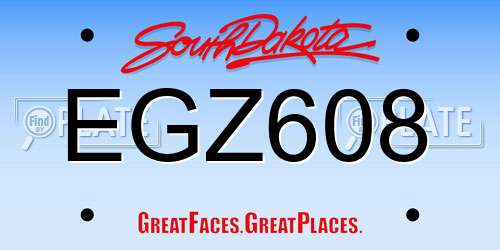 EGZ608 South Dakota License Plate