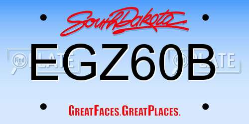 EGZ60B South Dakota License Plate