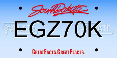 EGZ70K South Dakota License Plate