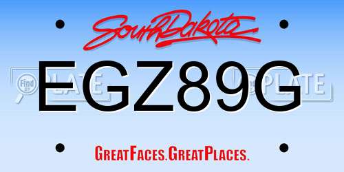 EGZ89G South Dakota License Plate
