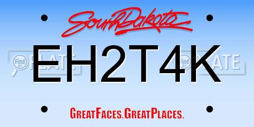 EH2T4K South Dakota License Plate