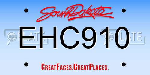 EHC910 South Dakota License Plate