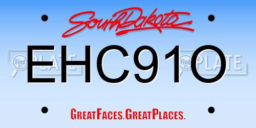 EHC91O South Dakota License Plate