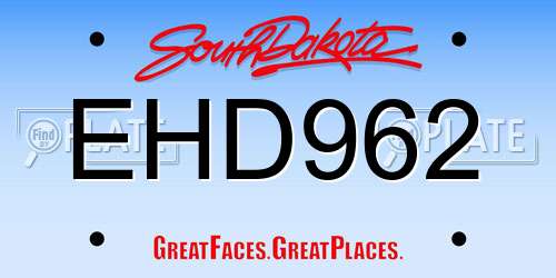 EHD962 South Dakota License Plate