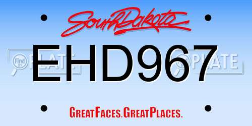 EHD967 South Dakota License Plate