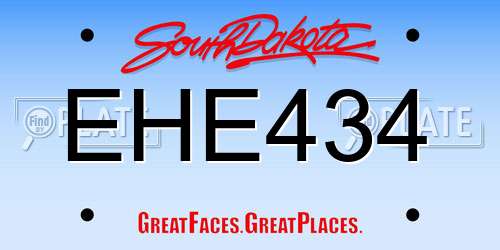 EHE434 South Dakota License Plate