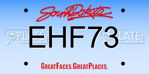EHF73 South Dakota License Plate