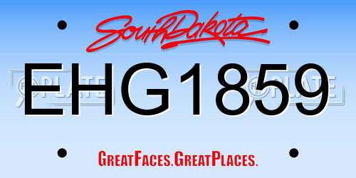 EHG1859 South Dakota License Plate