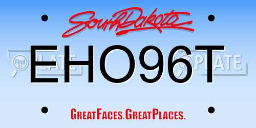 EHO96T South Dakota License Plate