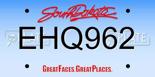 EHQ962 South Dakota License Plate