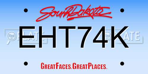 EHT74K South Dakota License Plate