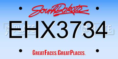 EHX3734 South Dakota License Plate