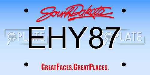 EHY87 South Dakota License Plate