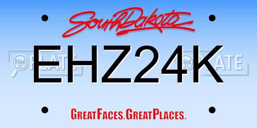 EHZ24K South Dakota License Plate