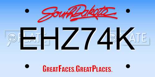 EHZ74K South Dakota License Plate